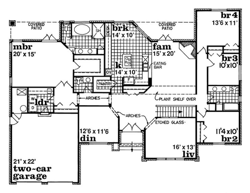 Floor Plan First Story of European Plan #167-1338