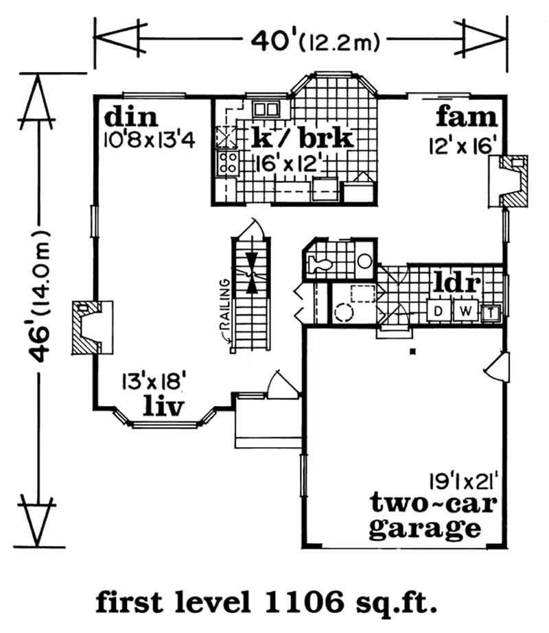 Floor Plan First Story of Country Plan #167-1355
