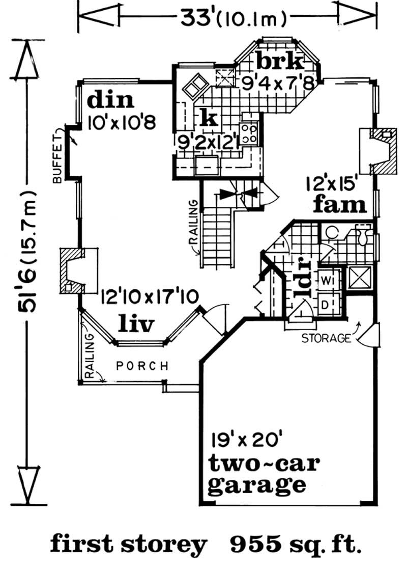 Floor Plan First Story of Country Plan #167-1361