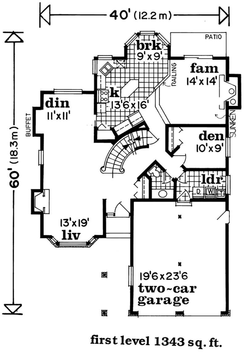Floor Plan First Story of European Plan #167-1364