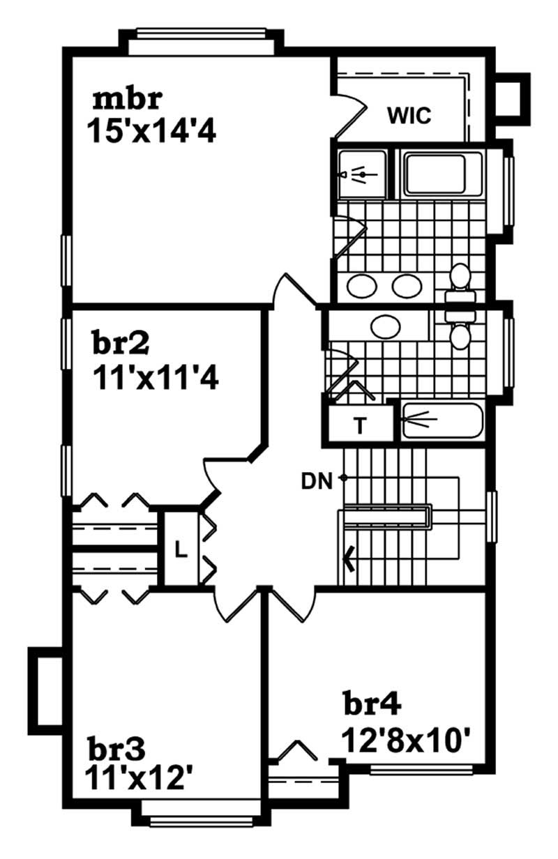 Floor Plan Second Story of Country Plan #167-1369