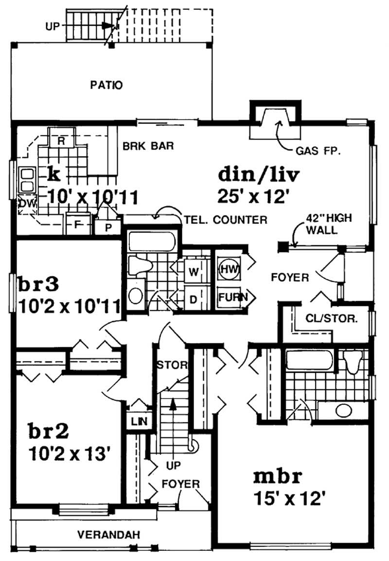 Floor Plan First Story of Country Plan #167-1371
