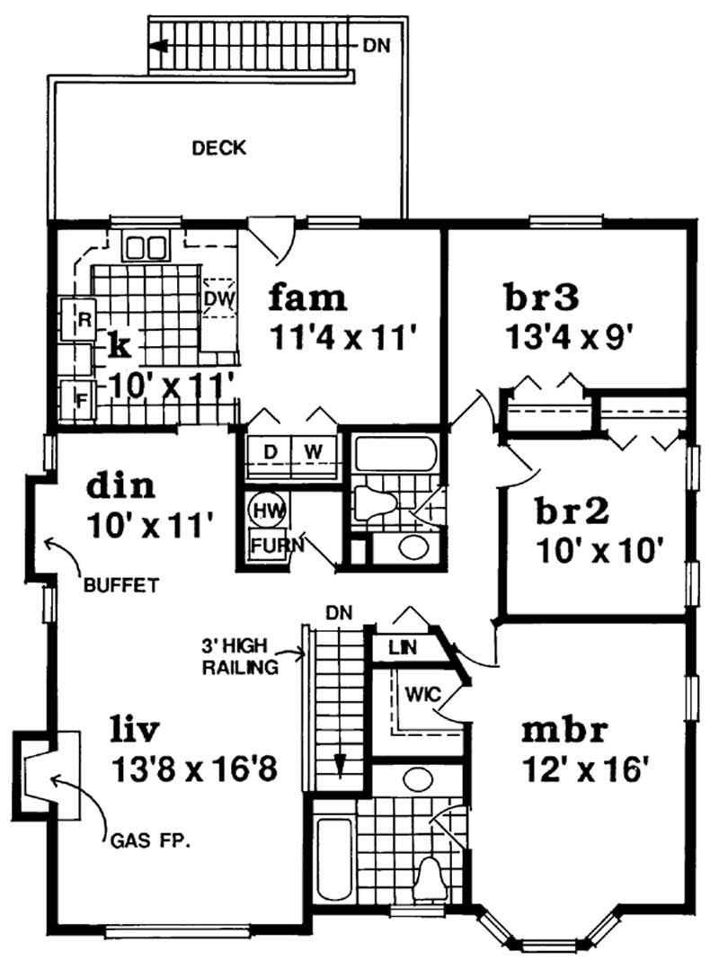Floor Plan Second Story of Country Plan #167-1371