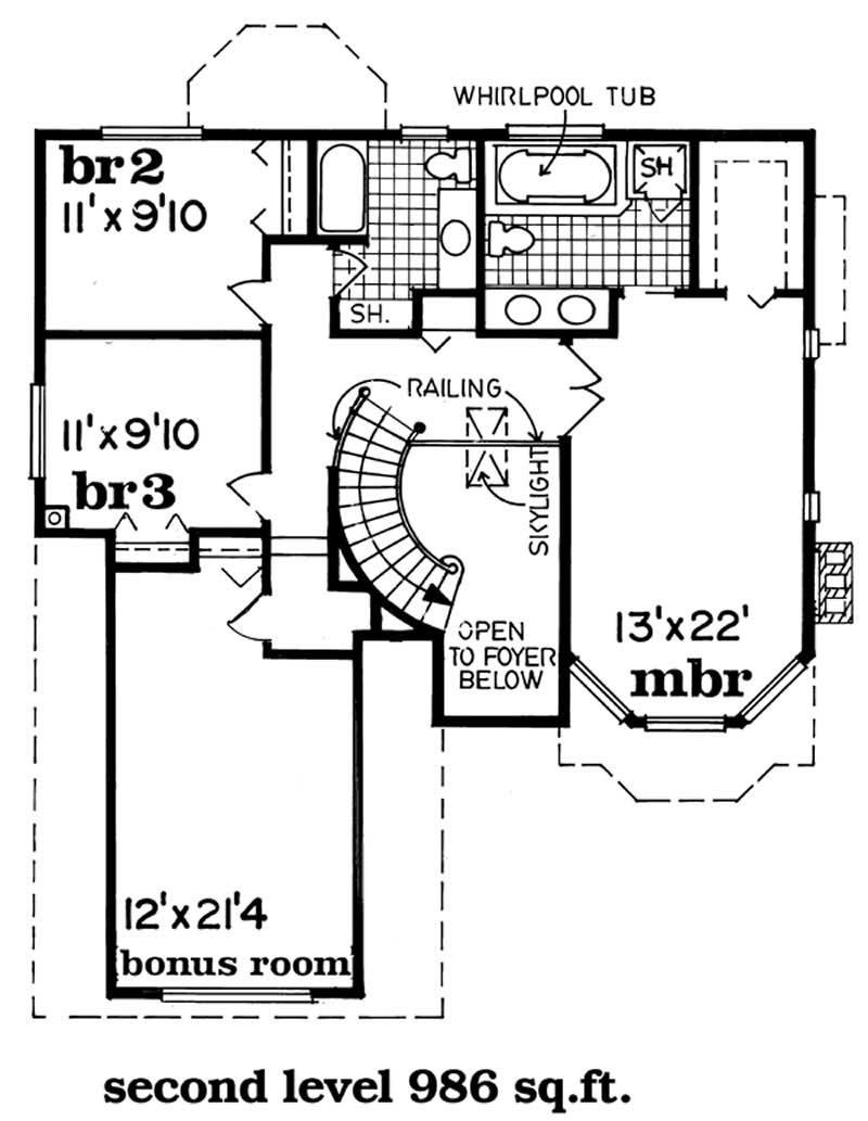 Floor Plan Second Story of Traditional Plan #167-1388