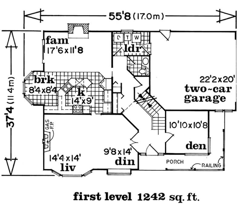 Floor Plan First Story of Country Plan #167-1389
