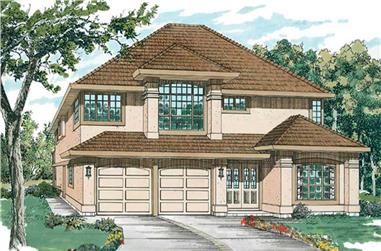 3-Bedroom, 1696 Sq Ft Contemporary House Plan - 167-1392 - Front Exterior