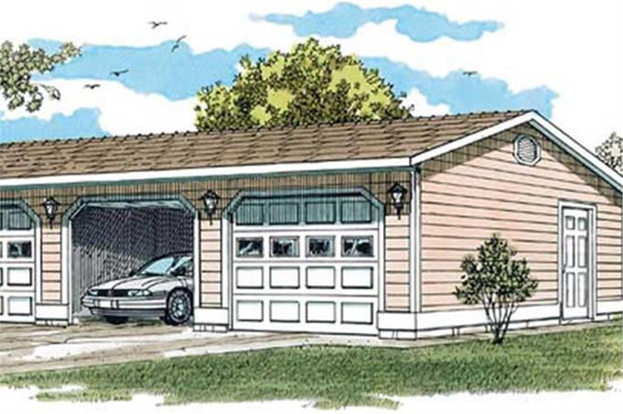 3-Car, 0-Bedroom, 704 Sq Ft Garage Home Plan - 167-1393 - Main Exterior