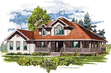 4-Bedroom, 2603 Sq Ft Country Home Plan - 167-1407 - Main Exterior