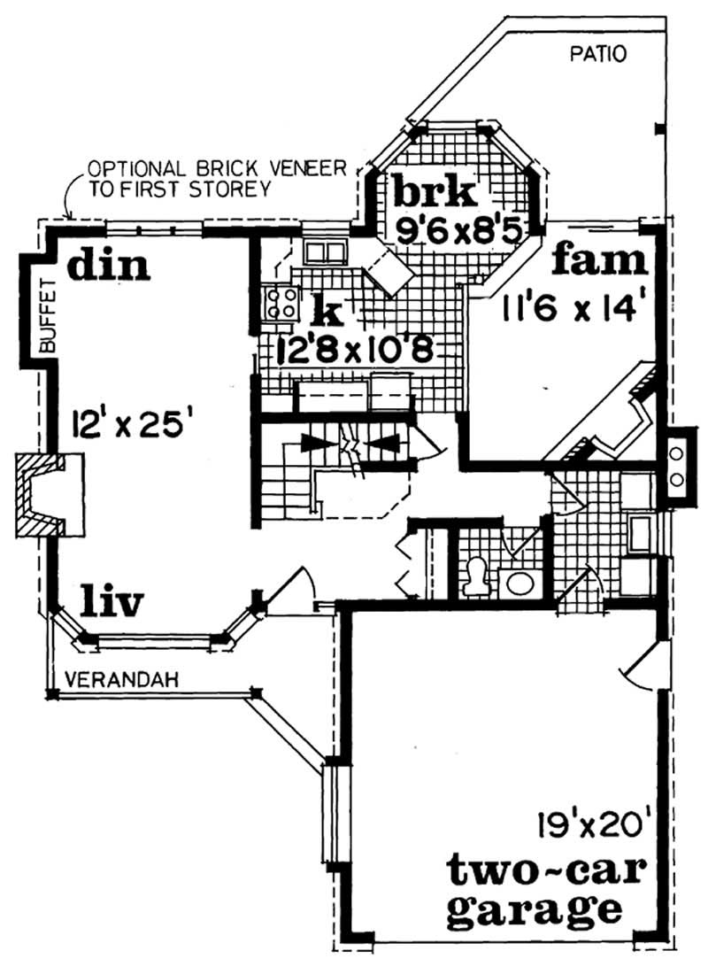 Floor Plan First Story of European Plan #167-1409