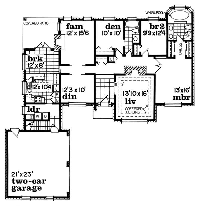 Floor Plan First Story of Ranch Plan #167-1410