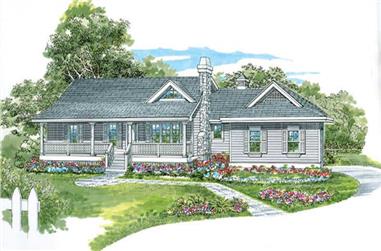 3-Bedroom, 1298 Sq Ft Country House Plan - 167-1443 - Front Exterior