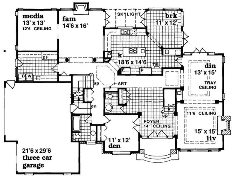 Floor Plan First Story of European Plan #167-1447