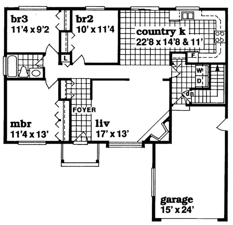 Floor Plan First Story of Ranch Plan #167-1451