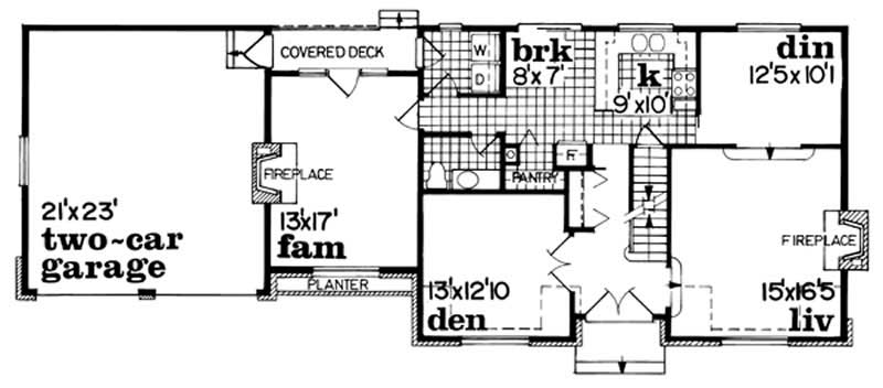 Floor Plan First Story of Cape Cod Plan #167-1452