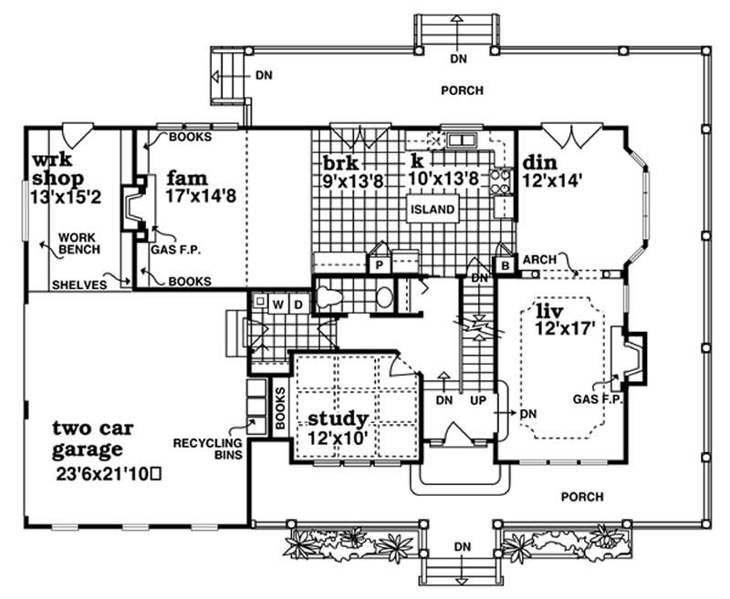 Floor Plan First Story of Country Plan #167-1460