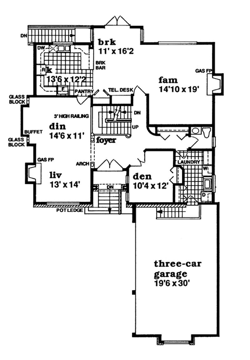 Floor Plan First Story of European Plan #167-1470