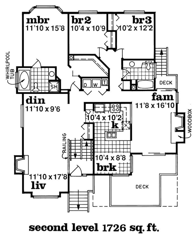 Floor Plan Second Story of Contemporary Plan #167-1472