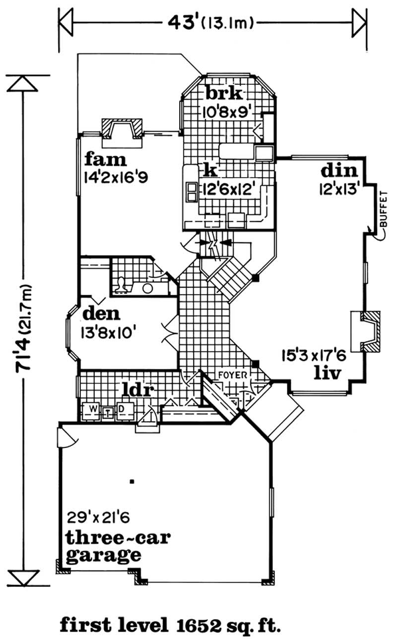 Floor Plan First Story of European Plan #167-1481