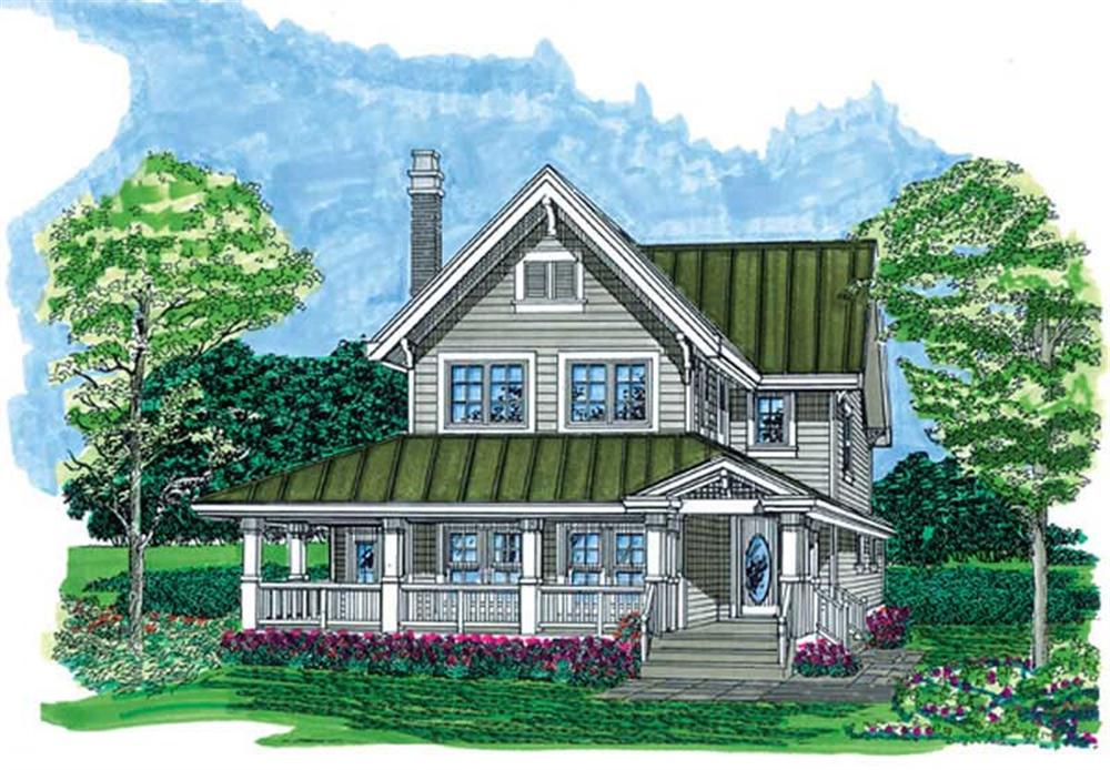 Front elevation of Farmhouse home (ThePlanCollection: House Plan #167-1484)