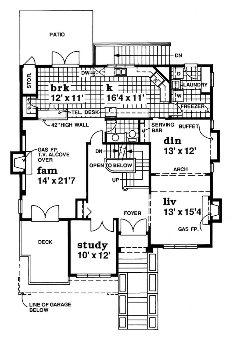 Floor Plan First Story of European Plan #167-1487