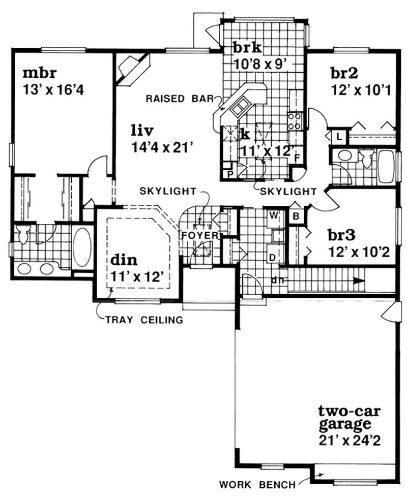 Floor Plan First Story of Small House Plans #167-1488
