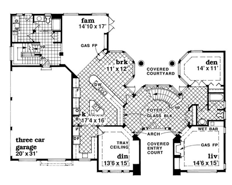 Floor Plan First Story of European Plan #167-1489