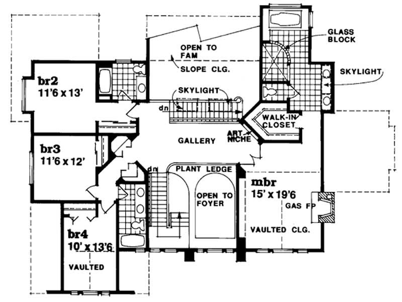 Floor Plan Second Story of European Plan #167-1491