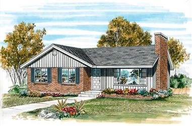 3-Bedroom, 1139 Sq Ft Ranch House Plan - 167-1493 - Front Exterior