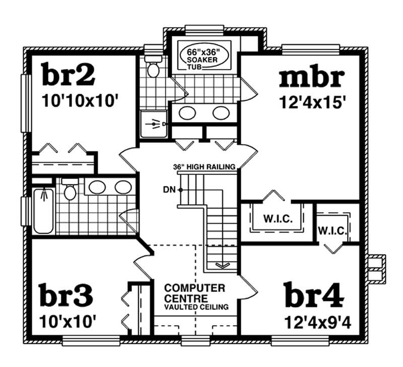 Floor Plan Second Story of Farmhouse Plan #167-1497