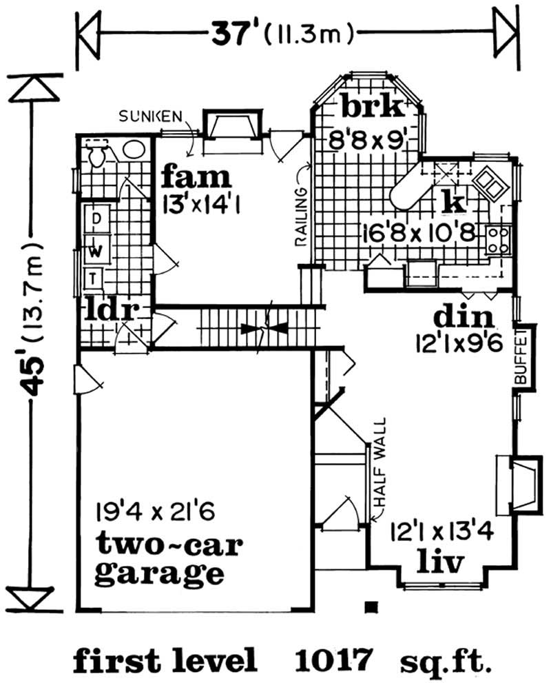 Floor Plan First Story of Small House Plans #167-1507