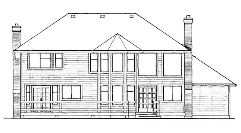 Home Plan Rear Elevation of this 3-Bedroom,2628 Sq Ft Plan -167-1519