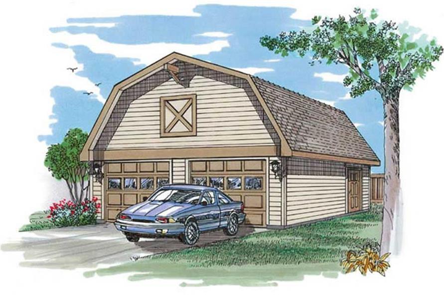 Color rendering of Garage plan (ThePlanCollection: House Plan #167-1521)