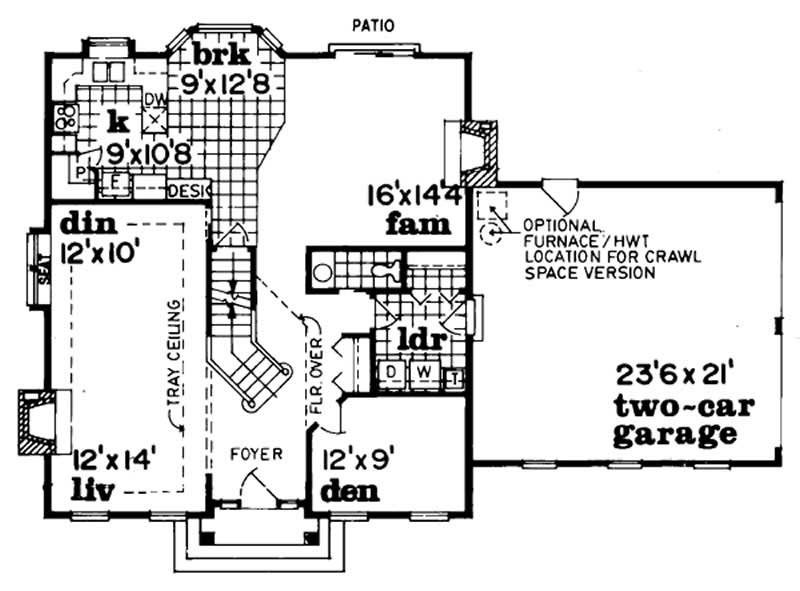 Floor Plan First Story of Colonial Plan #167-1525