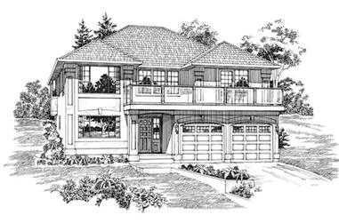 3-Bedroom, 1945 Sq Ft Contemporary House Plan - 167-1526 - Front Exterior
