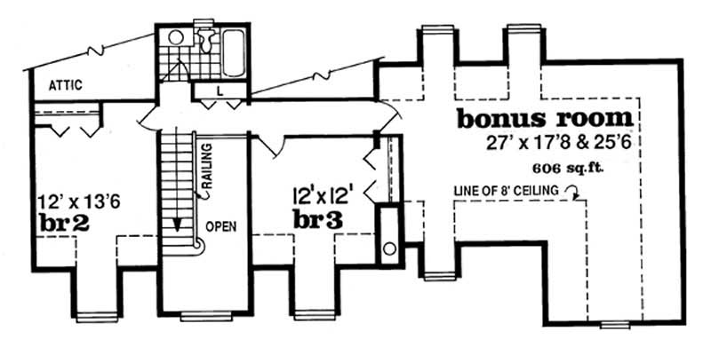 Floor Plan Second Story of Country Plan #167-1531