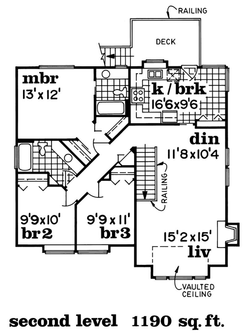 Floor Plan Second Story of Country Plan #167-1541