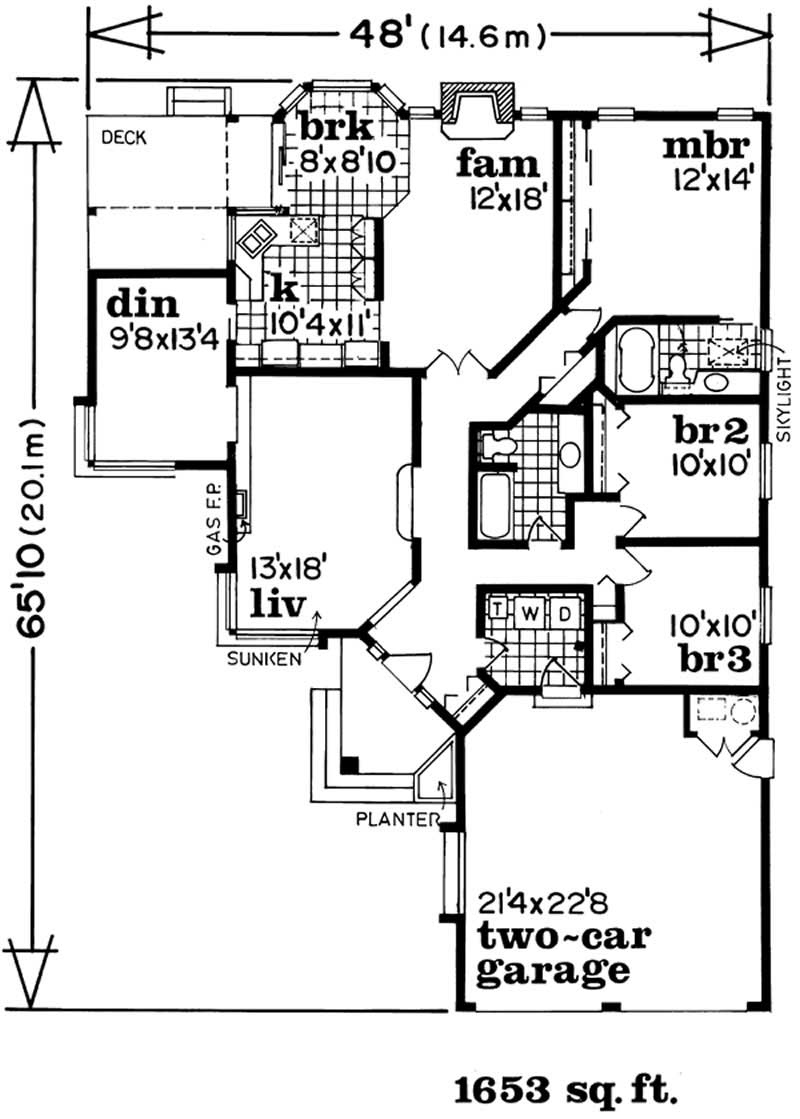 Floor Plan First Story of Ranch Plan #167-1542
