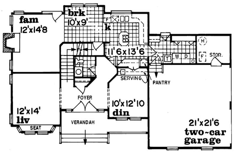 Floor Plan First Story of Country Plan #167-1543