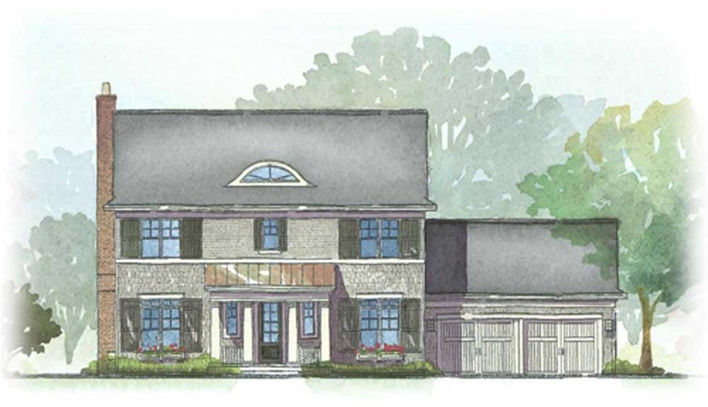 This is a colored elevation of the Durham House Plans.