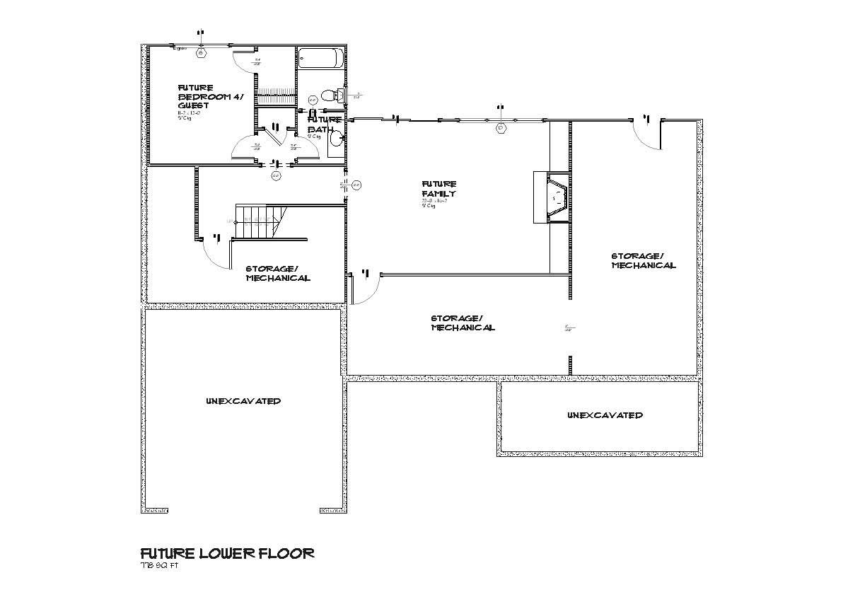 Floor Plan Basement of Country Plan #168-1003