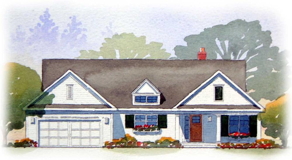 This is a colorful rendering of these Ranch Homeplans.