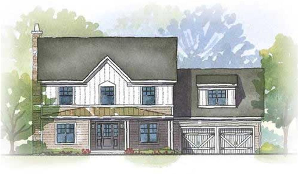 This image shows an artist's rendering of these Traditional Homeplans.