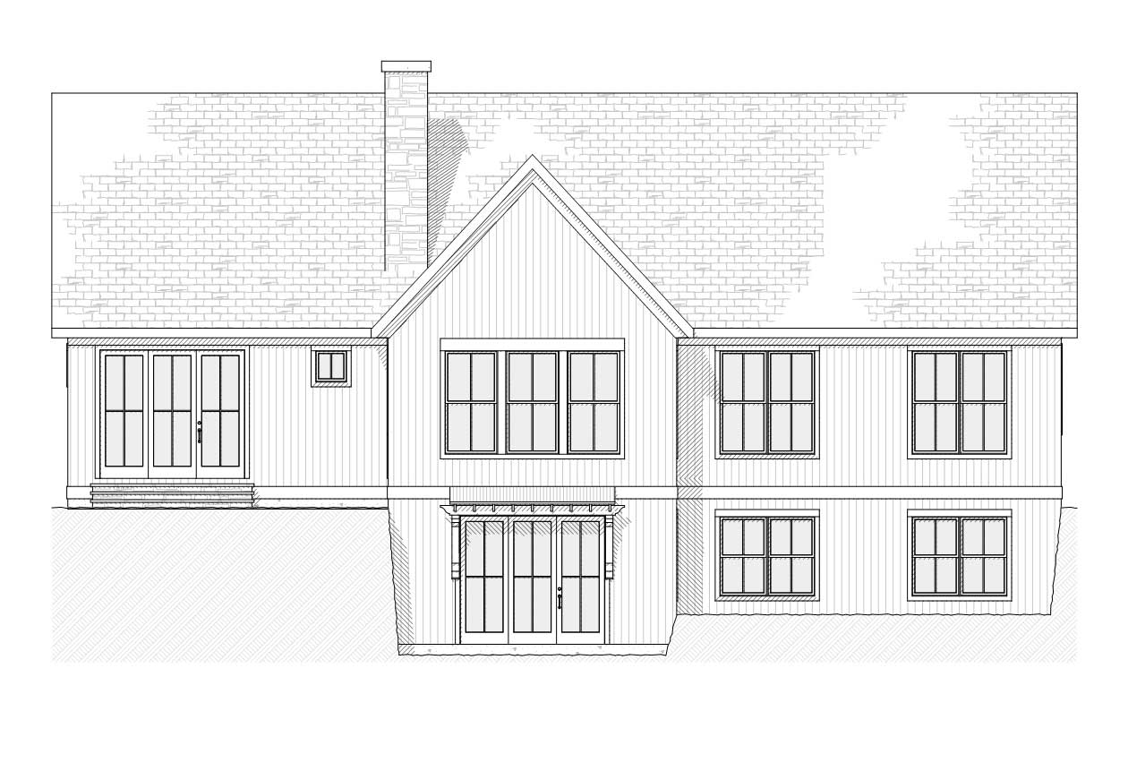 Home Plan Rear Elevation of this 4-Bedroom,3134 Sq Ft Plan -168-1007
