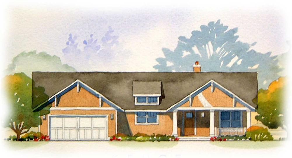 This is a colored rendering of these Ranch Home Plans.