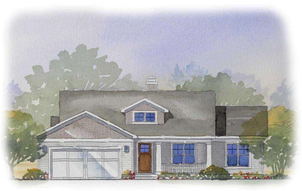 This image shows a colored rendering of these Traditional Houseplans.