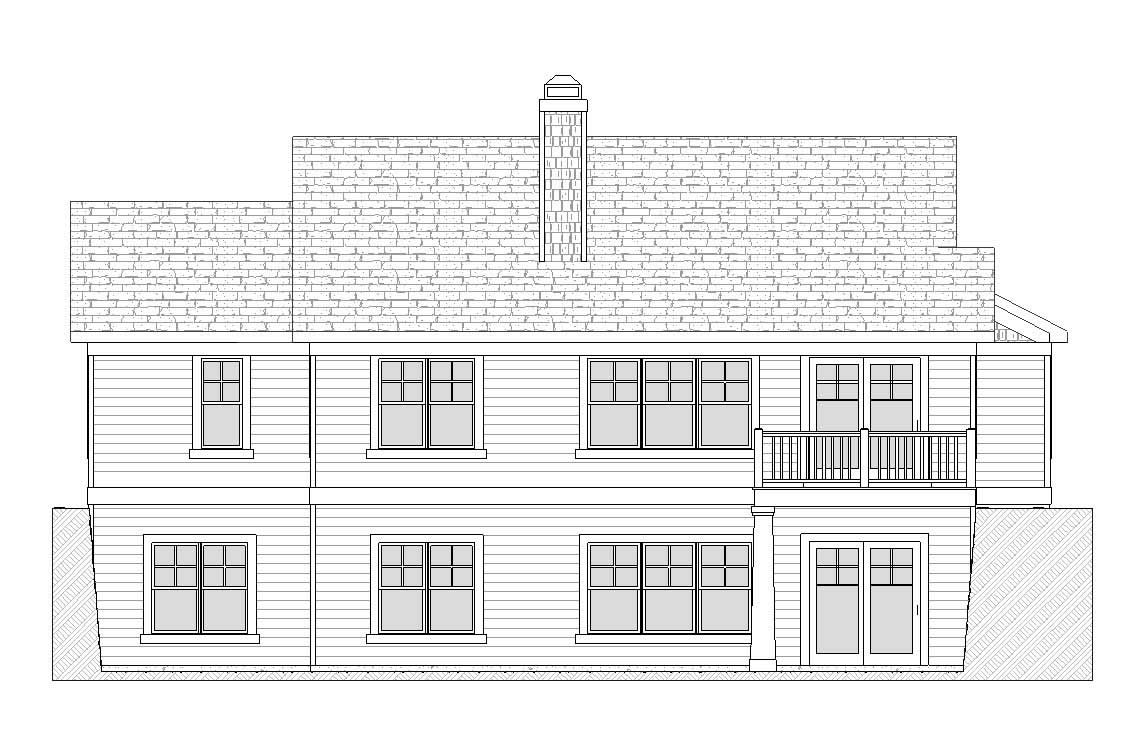 Home Plan Rear Elevation of this 4-Bedroom,2288 Sq Ft Plan -168-1015