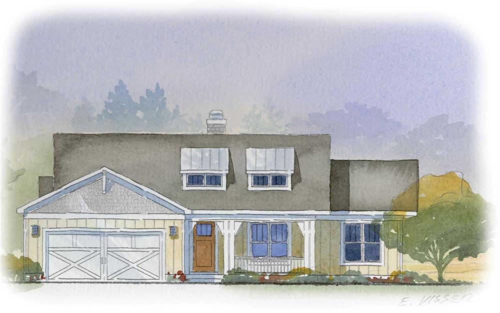 This is a colored rendering for these Farmhouse House Plans.