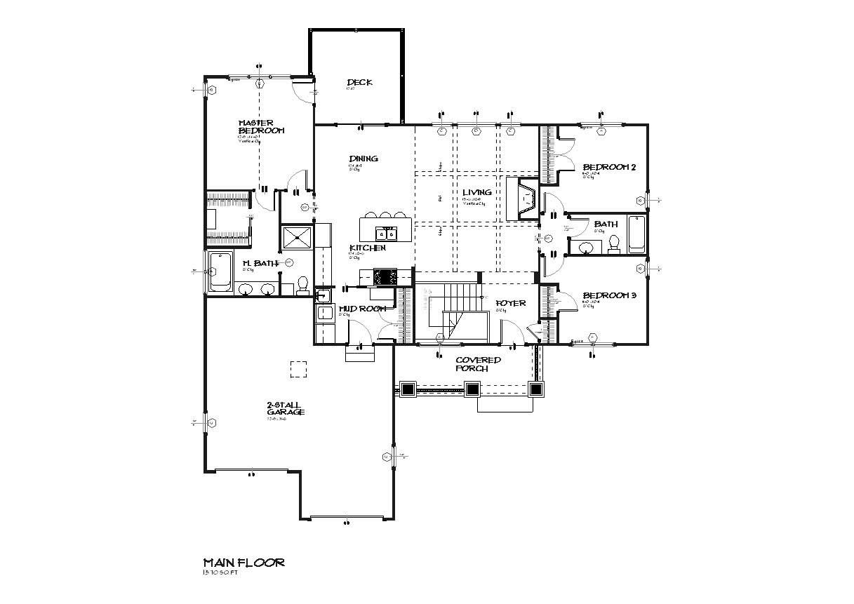 Floor Plan First Story of Country Plan #168-1027