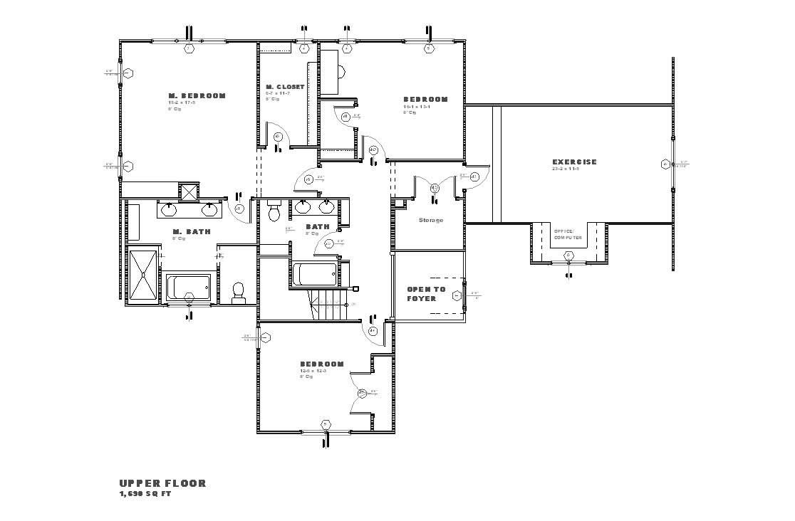 Floor Plan Second Story of Country Plan #168-1032