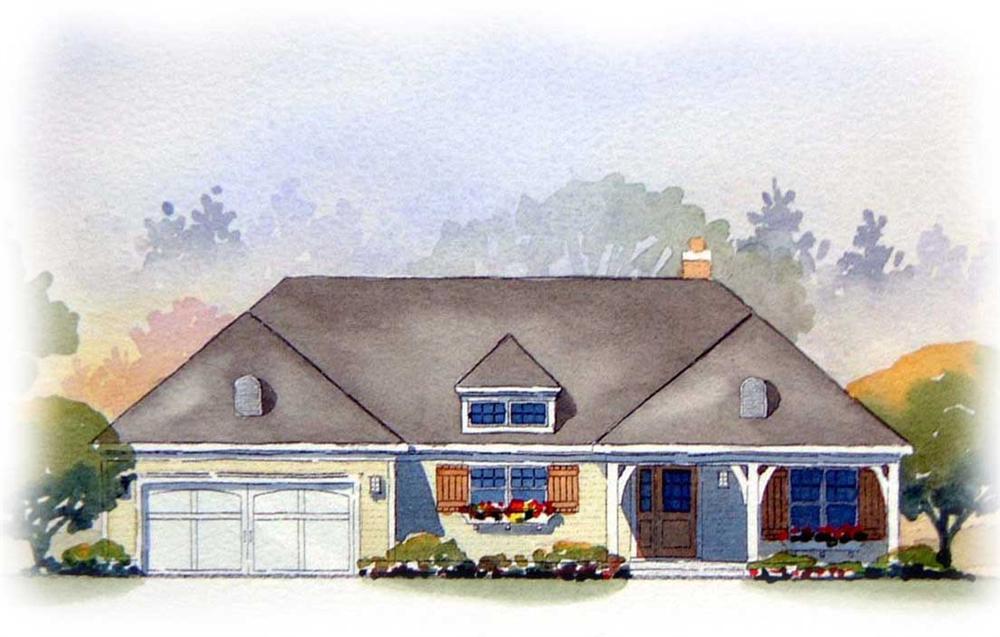 This is an artist's rendering of these European Ranch Home Plans.